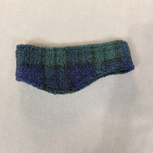 Vintage Clubroom Ski Ear Warmer Headband- Blue & Green Plaid- Unisex